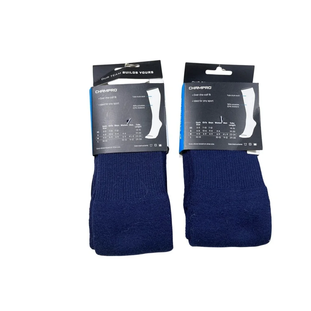 NWT Champro Multi Sport Athletic‎ Socks Navy Blue Medium Lot of 2 Pairs